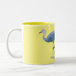 Tasse 2 Couleurs Blue crane bird cartoon illustration