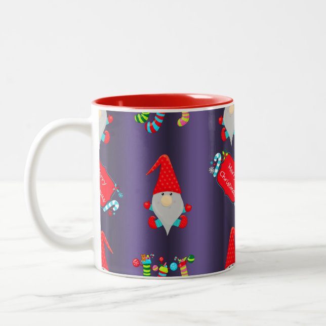Tasse 2 Couleurs Blue Elves Père Noël aide Noël (Gauche)