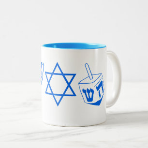 Tasse 2 Couleurs Blue Hanoukka Thèmes Menorah 4Hannah