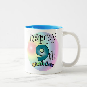 Tasse 2 Couleurs Blue Happy 9e anniversaire