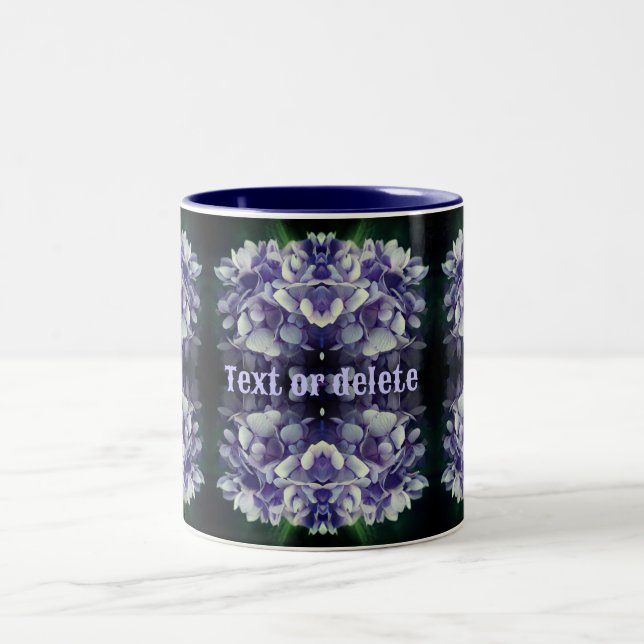 Tasse 2 Couleurs Blue Hydrangea Petals Abstrait Personnalisé (Centre)