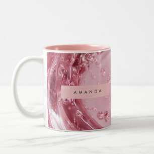 Tasse 2 Couleurs Blush effet marbre brillant personnalisé