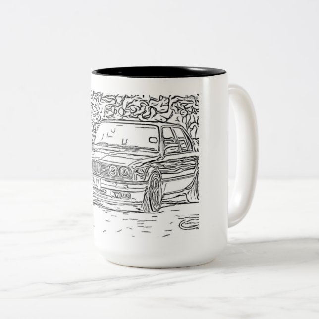 Tasse 2 Couleurs BMW E30 sketch 2 (Devant droit)