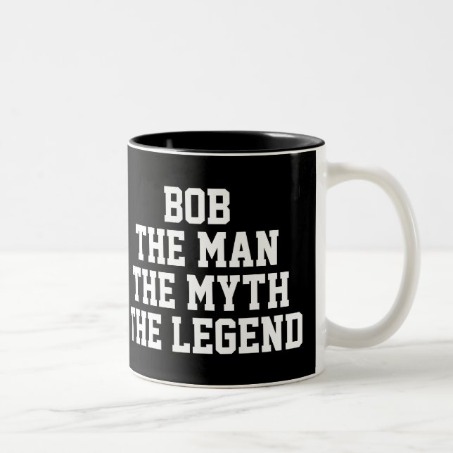 Tasse 2 Couleurs Bob : Homme, Mythe, Légende, Noir (Droit)