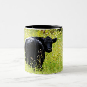 Tasse 2 Couleurs Boeuf d'Angus dans l'herbe jaune grande