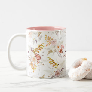Tasse 2 Couleurs Boho Beige, Herbe de Pampas Terracotte Aquarelle W