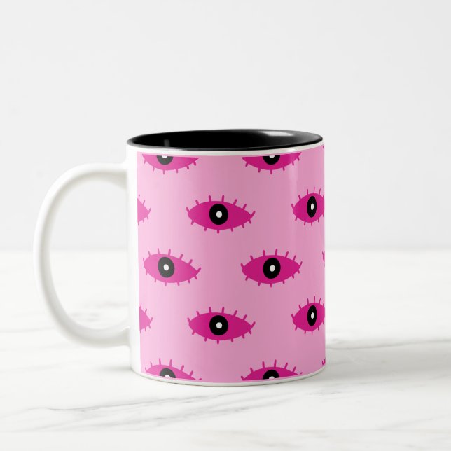 Tasse 2 Couleurs BOHO Eyes mal Fuchsia Pink Fun (Gauche)