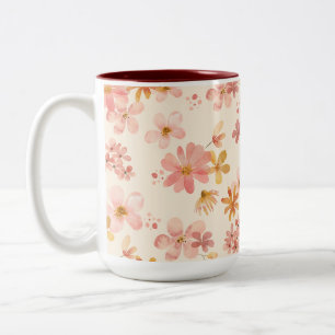 Tasse 2 Couleurs Boho hippie rustique fleurs naturelles