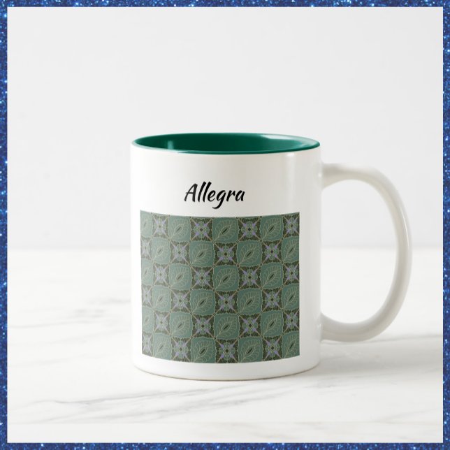 Tasse 2 Couleurs Boho Moss Green Batik Imprimer (Créateur téléchargé)
