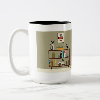 Tasse 2 Couleurs Boîtier du milieu du siècle avec chats siamois