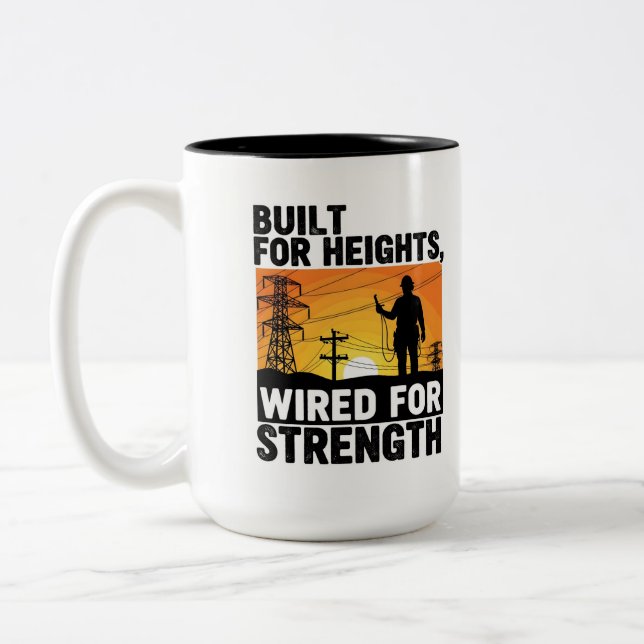Tasse 2 Couleurs Bold Electrician Funny Lineman (Gauche)