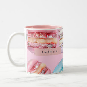 Tasse 2 Couleurs Bonheur personnalisé de macarons pastel pétillants
