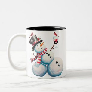 Tasse 2 Couleurs Bonhomme de neige avec vin Noël Cadeau de Noël drô