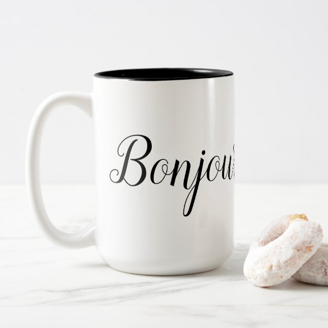 Tasse 2 Couleurs Bonjour (Avec donut)