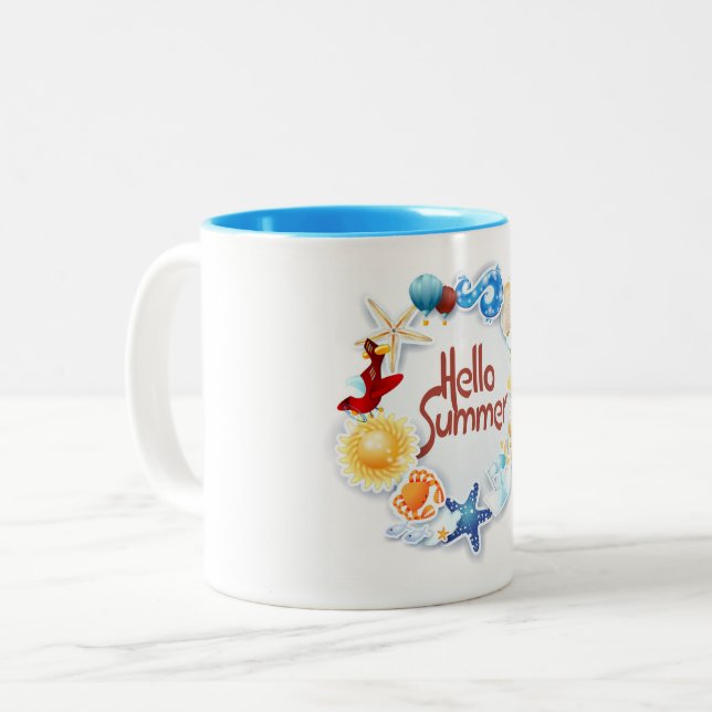 Tasse 2 Couleurs Bonjour été (Devant gauche)