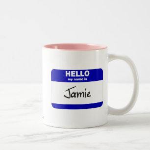 Tasse 2 Couleurs Bonjour mon nom est Jamie (bleu)