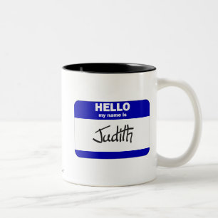 Tasse 2 Couleurs Bonjour mon nom est Judith (bleue)