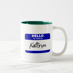 Tasse 2 Couleurs Bonjour mon nom est Kathryn (bleu)