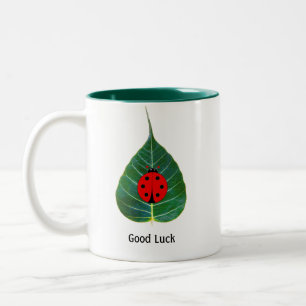 Tasse 2 Couleurs Bonne Chance Coccinelle sur Feuille