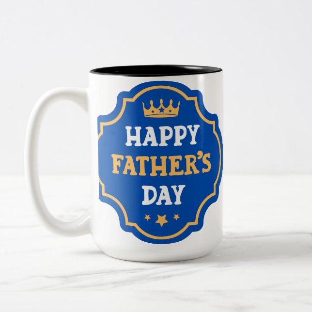 Tasse 2 Couleurs Bonne Fête des pères papa ! Couronne (Gauche)