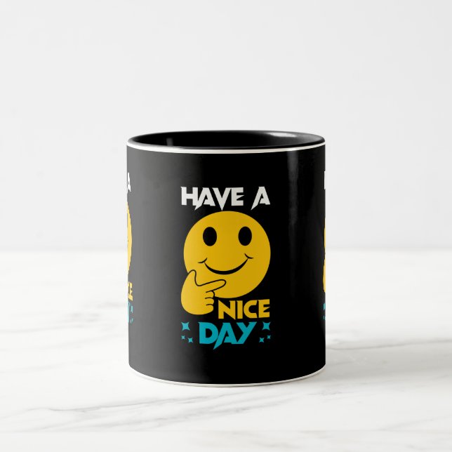 Tasse 2 Couleurs Bonne Journée Emoji (Centre)