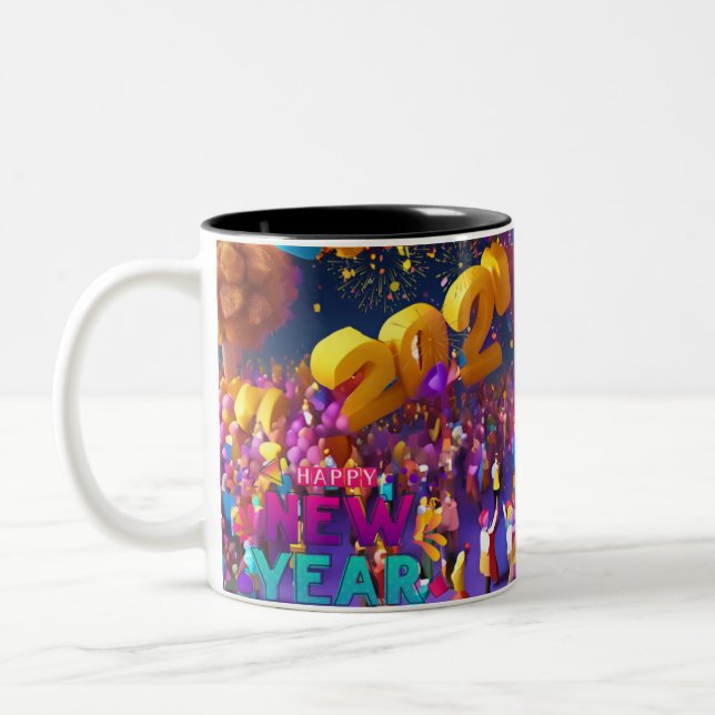 TASSE 2 COULEURS BONNE NOUVELLE ANNÉE 2025 (Gauche)