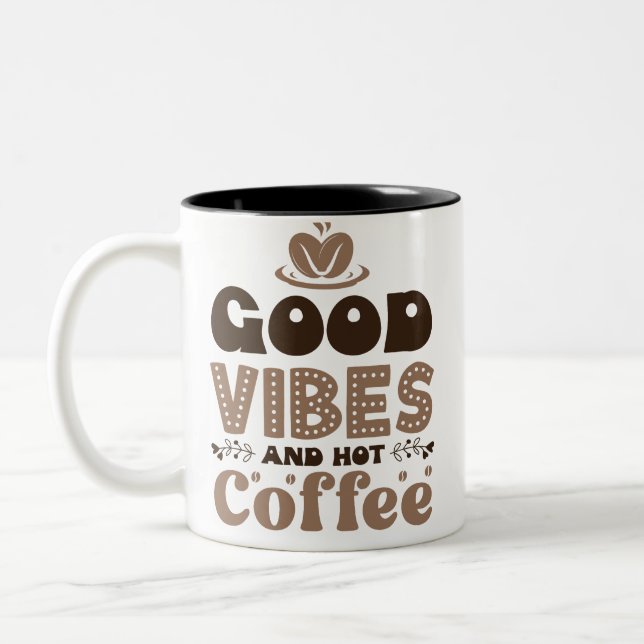 Tasse 2 Couleurs Bonnes vibes et café chaud (Gauche)