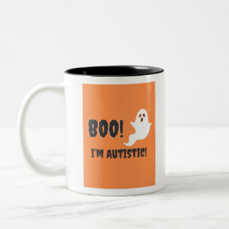 Tasse 2 Couleurs Boo ! Je suis autiste ! T-shirt fantôme.
