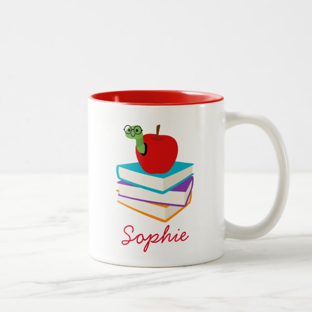 Tasse 2 Couleurs Bookworm livre amant nom de fille (Droit)