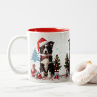 Bordure Collie Chien Santa Chapeau Noël laid Noël