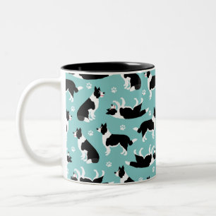 Tasse 2 Couleurs Bordure Collie et Empreinte de patte