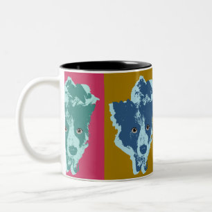 Tasse 2 Couleurs Bordure Collie Stare Pop Art