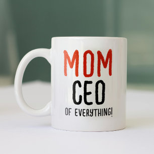 Tasse 2 Couleurs Boss Maman Papa Drôle Typographie Moderne Rouge