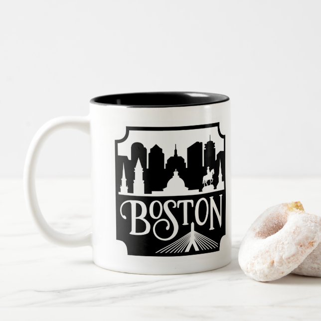 Tasse 2 Couleurs Boston Skyline (Avec donut)