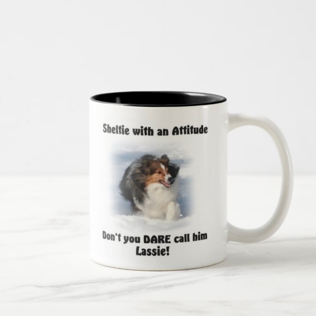 Tasse 2 Couleurs Bouche d'attitude de Sheltie (Droit)