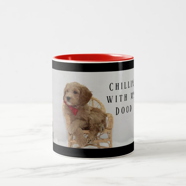 Tasse 2 Couleurs Bouchon de café Goldendoodle (Centre)