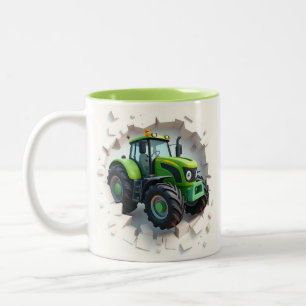 Tasse 2 Couleurs Bouchon d'enrobage de tracteur vert 3d, bouchon de