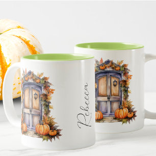 Tasse 2 Couleurs Boucles de chute de porte Citrouille Vintage