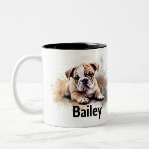 Tasse 2 Couleurs Boue d'aquarelle Bulldog