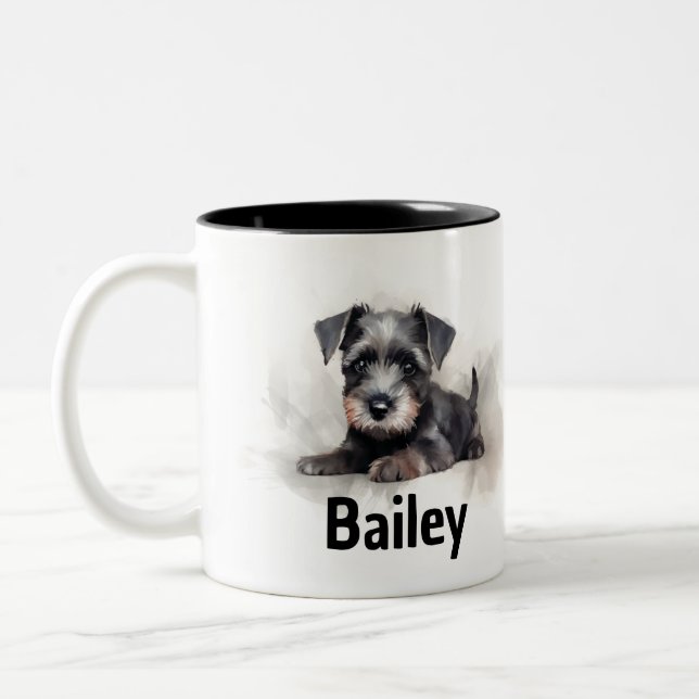 Tasse 2 Couleurs Boue d'aquarelle Schnauzer miniature (Gauche)