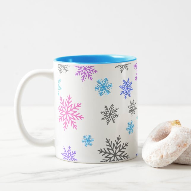 Tasse 2 Couleurs Boue de café Snowflakes (Avec donut)