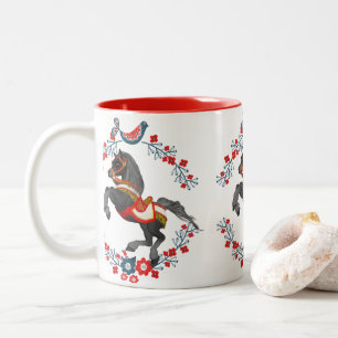 Tasse 2 Couleurs Boue de Cheval Floral Rouge