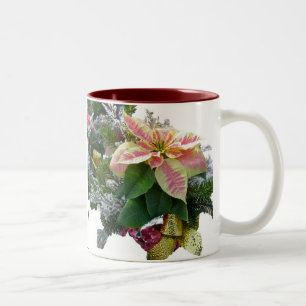 Tasse 2 Couleurs Boue de Noël Floral Poinsettia Arrangement
