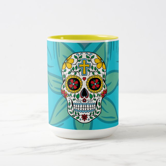 Tasse 2 Couleurs Boue de sucre crâne aux yeux (Centre)