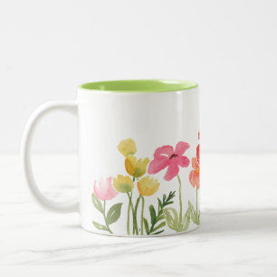 Tasse 2 Couleurs Boue Fleur sauvage aquarelle