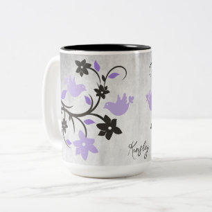 Tasse 2 Couleurs Boug à café à deux tons violet Lovebirds