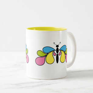 Tasse 2 Couleurs Boug de café papillon Abstrait coloré
