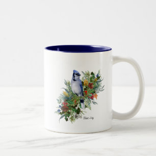Tasse 2 Couleurs Boug d'oiseaux Jay bleu