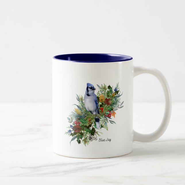 Tasse 2 Couleurs Boug d'oiseaux Jay bleu (Droit)