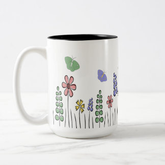 Tasse 2 Couleurs Boug floral Fleur sauvage Papillon Printemps de l
